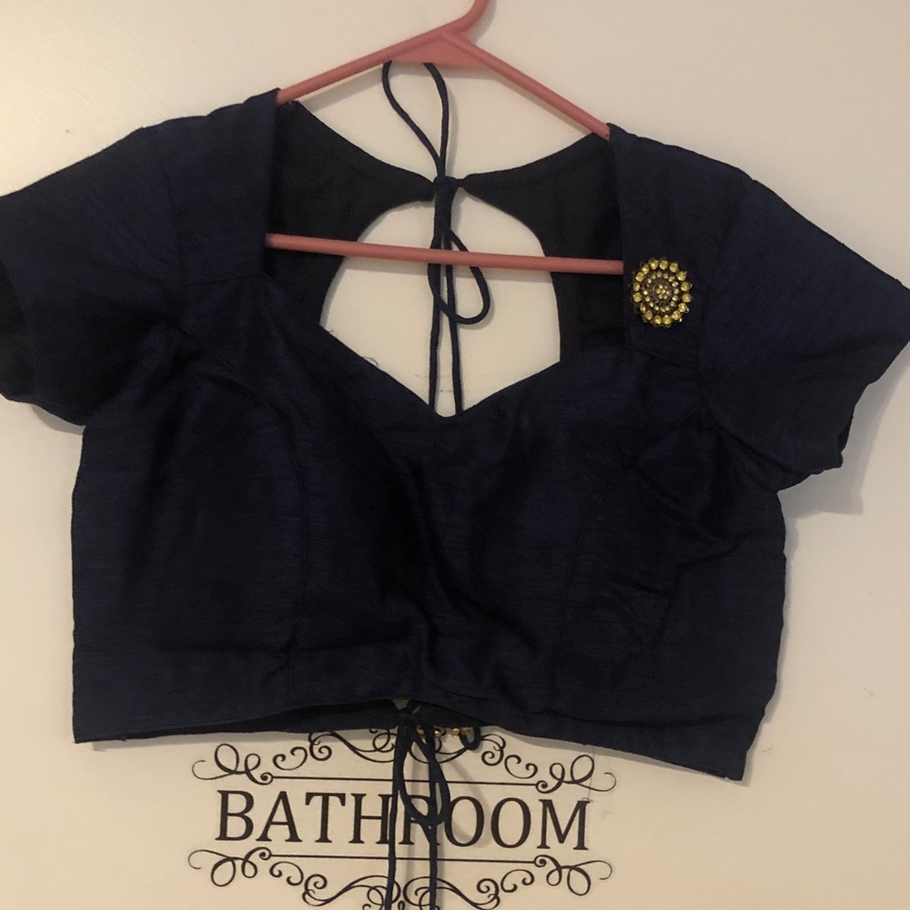 Navy Tie-Back Women's Blouse